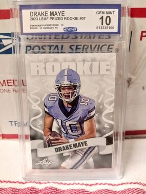 Drake Maye 2023 Leaf Prized Rookie #07 Graded Card - Blue/White GEM MT 10!!